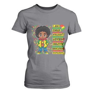 I Am Black Child T Shirt For Women Afro Boy African American Pride Black History Month TS02 Charcoal Print Your Wear
