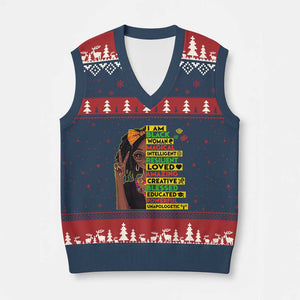 I Am Black Woman V-Neck Knit Sweater Vest Locd African American Pride Black History Month TS02 Navy Red Print Your Wear