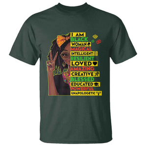 I Am Black Woman T Shirt Locd African American Pride Black History Month TS02 Dark Forest Green Print Your Wear
