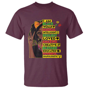 I Am Black Woman T Shirt Locd African American Pride Black History Month TS02 Maroon Print Your Wear