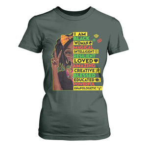 I Am Black Woman T Shirt For Women Locd African American Pride Black History Month TS02 Dark Forest Green Print Your Wear