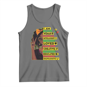 I Am Black Woman Tank Top Locd African American Pride Black History Month TS02 Black Heather Print Your Wear