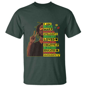 I Am Black Man T Shirt Cool Locd African American Pride Black History Month TS02 Dark Forest Green Print Your Wear