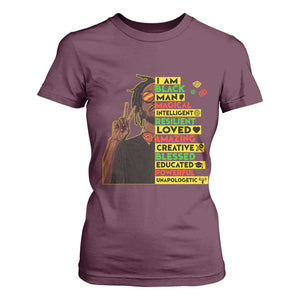 I Am Black Man T Shirt For Women Cool Locd African American Pride Black History Month TS02 Maroon Print Your Wear