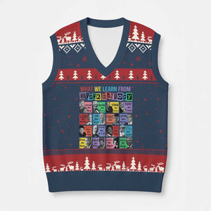 What We Learn From Black History V-Neck Knit Sweater Vest Black Civil Rights Leaders TS02 Navy Red Print Your Wear