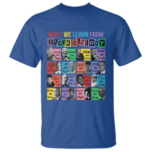 What We Learn From Black History T Shirt - Black Civil Rights Leaders Heritage Tribute Tee TS02 Royal Blue Print Your Wear