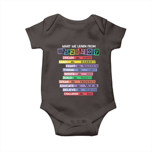 What We Learn From Black History Baby Onesie Celebration African American Roots Pride TS02 Dark Chocolate Print Your Wear