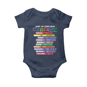 What We Learn From Black History Baby Onesie Celebration African American Roots Pride TS02 Navy Print Your Wear