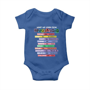 What We Learn From Black History Baby Onesie Celebration African American Roots Pride TS02 Royal Blue Print Your Wear