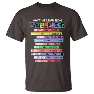 What We Learn From Black History T Shirt Celebration African American Roots Pride TS02 Dark Chocolate Print Your Wear