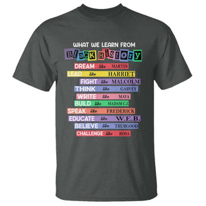 What We Learn From Black History T Shirt Celebration African American Roots Pride TS02 Dark Heather Print Your Wear
