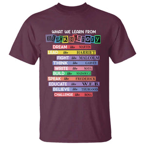 What We Learn From Black History T Shirt Celebration African American Roots Pride TS02 Maroon Print Your Wear