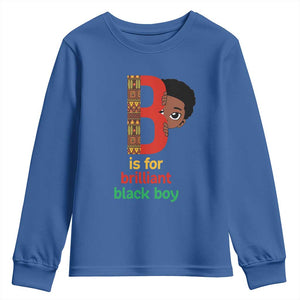 Black History Month Boy Youth Sweatshirt B Is For Brilliant HBCU Education TS02 Royal Blue Print Your Wear
