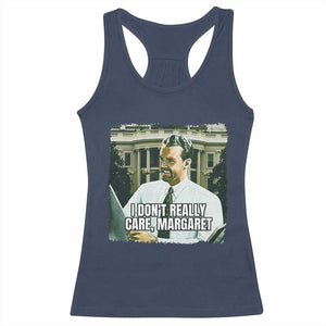Funny JD Vance Interview Meme Racerback Tank Top I Don't Really Care Margaret TS02 Navy Print Your Wear