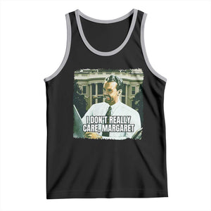 Funny JD Vance Interview Meme Tank Top I Don't Really Care Margaret TS02 Black Athletic Heather Print Your Wear