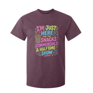 I'm Just Here for The Snacks Commercials Halftime Show T Shirt For Kid Funny Game Day Neon Style TS02 Maroon Print Your Wear