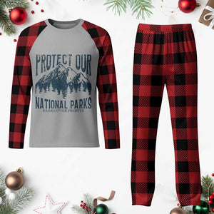 Protect Our National Parks Plaid Pajama Set Retro Mountain Nature Graphic TS02 Buffalo Plaid Print Your Wear