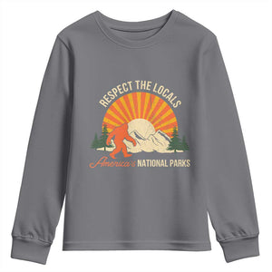 Respect The Locals Youth Sweatshirt America's National Parks Vintage Bigfoot TS02 Charcoal Print Your Wear
