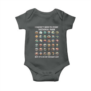 National Parks Bucket List Baby Onesie I Haven't Been To Wishlist TS02 Dark Heather Print Your Wear