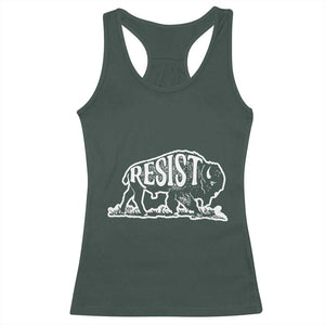 Protect Our National Parks Racerback Tank Top Bison Wildlife Resist TS02 Dark Forest Green Print Your Wear