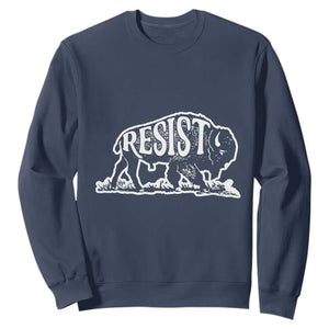 Protect Our National Parks Sweatshirt Bison Wildlife Resist TS02 Navy Print Your Wear