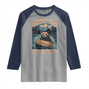 Protect Our National Parks Raglan Shirt Parks Not Profits Bear Retro Graphic TS02 Sport Gray Navy Print Your Wear