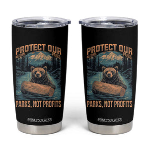 Protect Our National Parks Tumbler Cup Parks Not Profits Bear Retro Graphic TS02 Black Print Your Wear