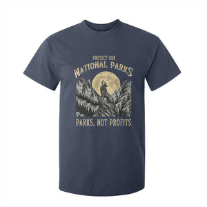 Protect Our National Parks T Shirt For Kid Parks Not Profits Wolf Retro Graphic TS02 Navy Print Your Wear