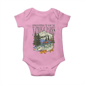 Protect Our National Parks Baby Onesie Wildlife Fishing Outdoor Adventure Retro TS02 Light Pink Print Your Wear