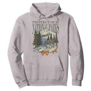 Protect Our National Parks Hoodie Wildlife Fishing Outdoor Adventure Retro TS02 Ice Gray Print Your Wear