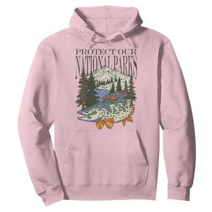 Protect Our National Parks Hoodie Wildlife Fishing Outdoor Adventure Retro TS02 Light Pink Print Your Wear