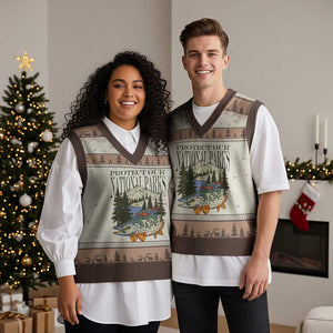 Protect Our National Parks V-Neck Knit Sweater Vest Wildlife Fishing Outdoor Adventure Retro TS02 Mocha Mousse Print Your Wear