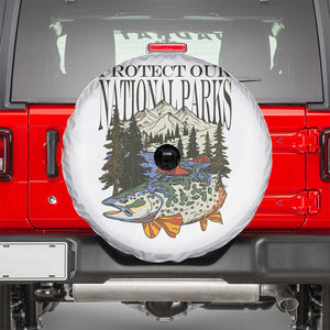 Protect Our National Parks Spare Tire Cover Wildlife Fishing Outdoor Adventure Retro TS02 White Print Your Wear