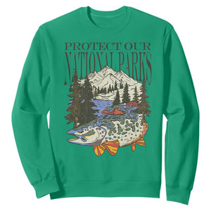 Protect Our National Parks Sweatshirt Wildlife Fishing Outdoor Adventure Retro TS02 Irish Green Print Your Wear