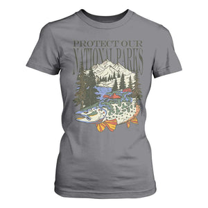 Protect Our National Parks T Shirt For Women Wildlife Fishing Outdoor Adventure Retro TS02 Charcoal Print Your Wear