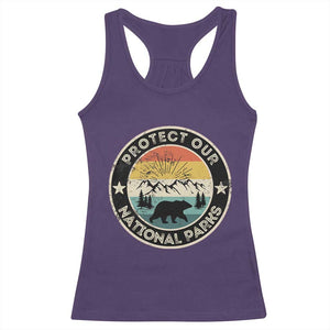 Protect Our National Parks Racerback Tank Top Bear Wildlife Retro Mountain Graphic TS02 Purple Print Your Wear
