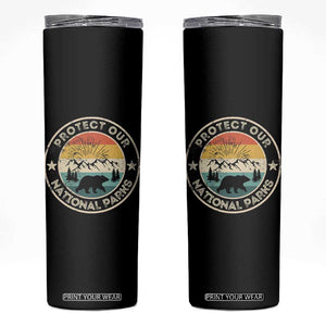 Protect Our National Parks Skinny Tumbler Bear Wildlife Retro Mountain Graphic TS02 Black Print Your Wear