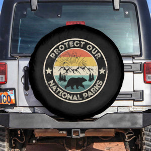 Protect Our National Parks Spare Tire Cover Bear Wildlife Retro Mountain Graphic TS02 No hole Black Print Your Wear