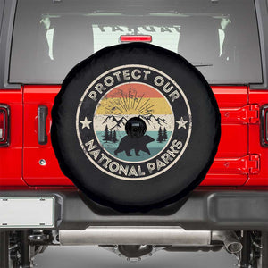 Protect Our National Parks Spare Tire Cover Bear Wildlife Retro Mountain Graphic TS02 Black Print Your Wear