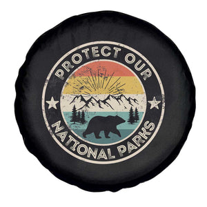 Protect Our National Parks Spare Tire Cover Bear Wildlife Retro Mountain Graphic TS02 Print Your Wear