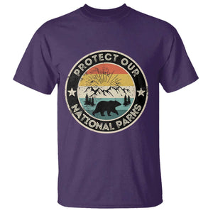 Protect Our National Parks T Shirt Bear Wildlife Retro Mountain Graphic TS02 Purple Print Your Wear