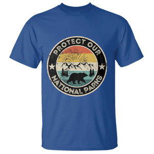 Protect Our National Parks T Shirt Bear Wildlife Retro Mountain Graphic TS02 Royal Blue Print Your Wear