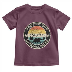 Protect Our National Parks Toddler T Shirt Bear Wildlife Retro Mountain Graphic TS02 Maroon Print Your Wear