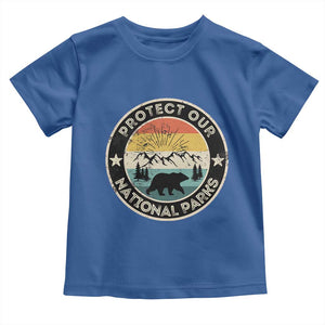 Protect Our National Parks Toddler T Shirt Bear Wildlife Retro Mountain Graphic TS02 Royal Blue Print Your Wear