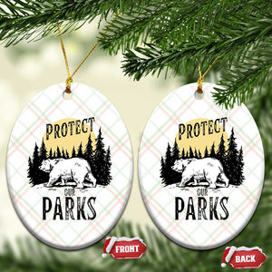 Protect Our Parks Ceramic Ornament Retro Bear Forest Nature Graphic TS02 Print Your Wear