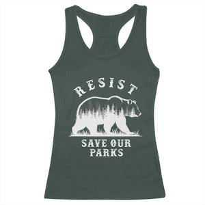 Resist Save Our Parks Racerback Tank Top Bear US National Parks Wildlife Nature TS02 Dark Forest Green Print Your Wear