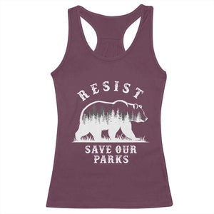 Resist Save Our Parks Racerback Tank Top Bear US National Parks Wildlife Nature TS02 Maroon Print Your Wear