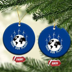 Save Our Planet Ceramic Ornament Wind Power Electricity Earth Day 2025 TS02 1pc Blue Print Your Wear