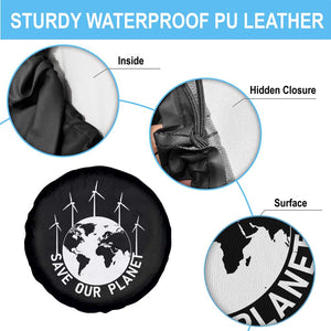Save Our Planet Spare Tire Cover Wind Power Electricity Earth Day 2025 TS02 Print Your Wear