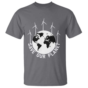 Save Our Planet T Shirt Wind Power Electricity Earth Day 2025 TS02 Charcoal Print Your Wear